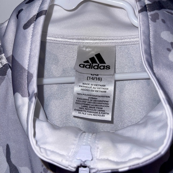 Adidas Youth Boy’s White & Gray Camouflage Zip Up Track Jacket Size: L - Picture 5 of 6